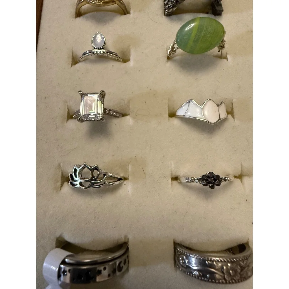 Fashion Ring Lot 50 Mixed Styles Statement Boho Crystal Silver Gold Tone